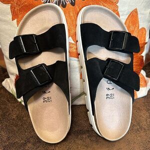 BIRKENSTOCK PAPILLIO ARIZONA PLATFORM SUEDE LEATHER CHUNKY SOLE CORK PORTUGAL 39